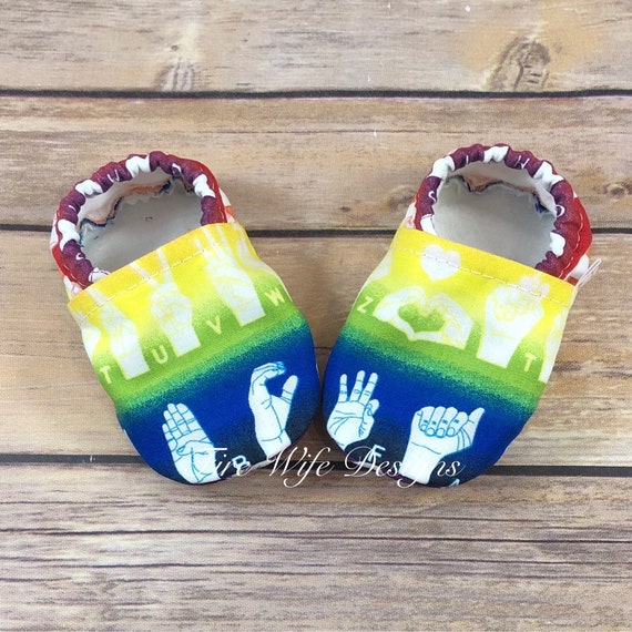 ASL Rainbow Soft Sole Baby Shoes Crib Shoes Baby Slippers Etsy