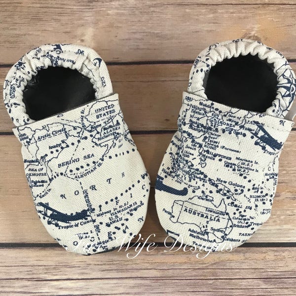 Air Traffic Control Navigator Tula Coordinating Baby Shoes, Crib Shoes, Baby Slippers, Baby Booties, Baby Mocs, Vegan Baby Shoes