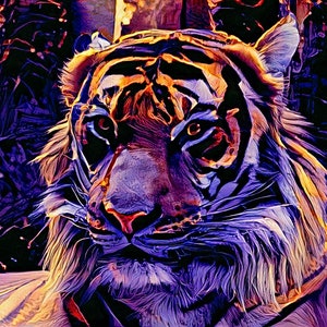 Bengalischer Tiger V2 1P Bild auf Leinwand Wandbild Poster Kunstdruck 