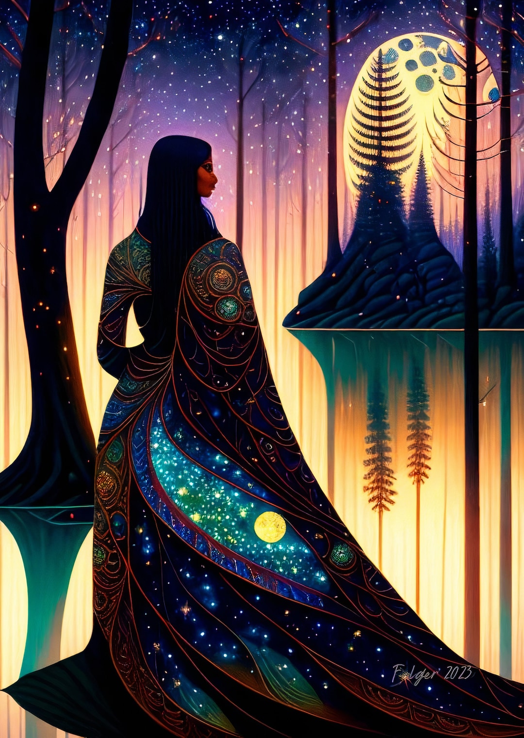 Moon Goddess Art Print Yoga Studio Signed Gallery Art Print - Etsy
