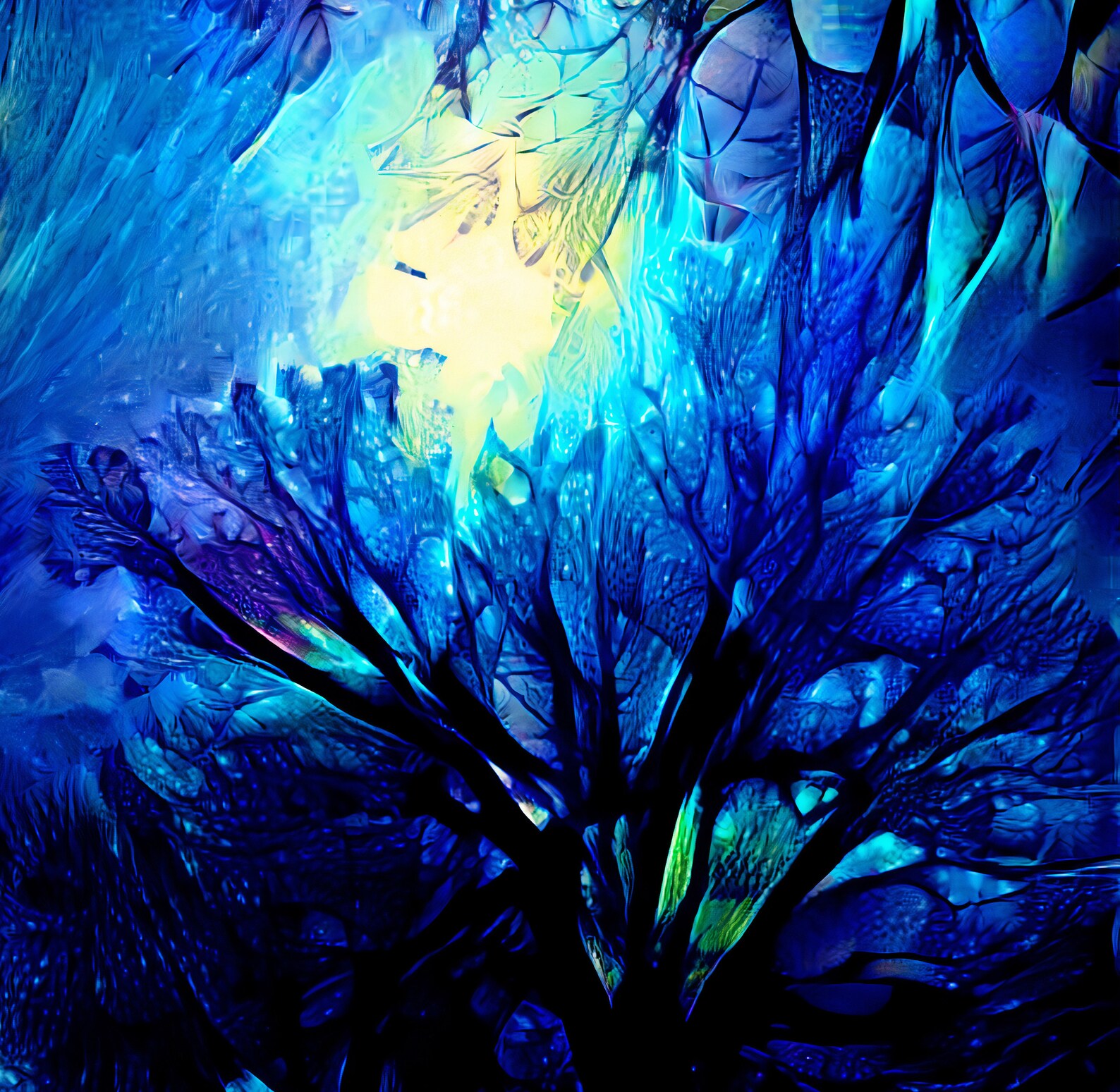 Blue Tree Wall Art Print Unusual Tree Art Print Abstract Etsy