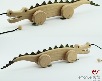Wooden Toy, Wooden Pull Toy, CROC, Eco Friendly Handmade Toy