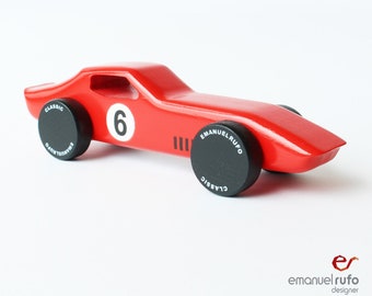 Personalized Red Wooden Toy Car, American Muscle Car, for kids, boys, CL 09, Inspired by the 1968 American Sports Car