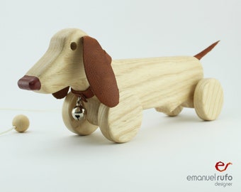 Personalized Wooden Toy, Wooden Dog Toy, Eco Friendly Pull Toy