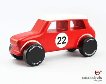 Wooden Car Toy, Eco-friendly Wooden Toy, Classic Toy Car for Kids, CL 15, Inspired by the Iconic Mini English Car.