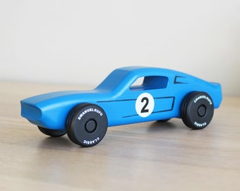 Blue Wooden Toy Car for kids, boys, American Muscle Car, CL 06, Inspired by an Iconic American Muscle Car of the 60's