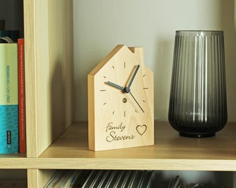 Personalized wooden table clock, Solid beech wood desk clock, Original Design, Gift for Home, Free Customization, Home Decor