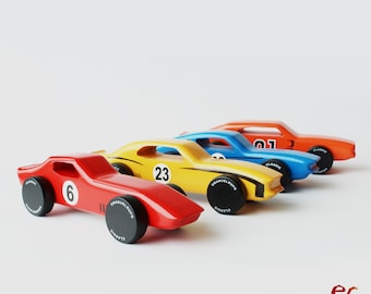 Set of 4 Wooden Toy Cars, Unique Gift, Handmade, American Muscle Cars