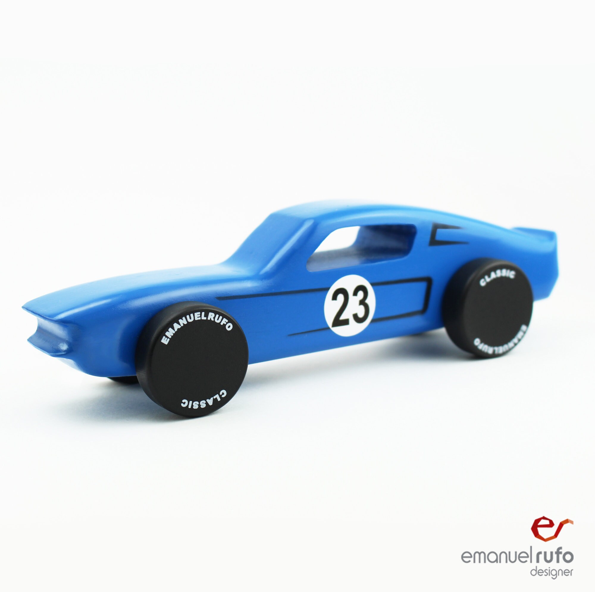 Blue Wooden Toy Car for kids, boys, American Muscle Car, CL 06