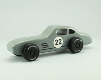 Wooden Toy Car, Quality Wooden Car for kids, boys, Classic Race Car, CL 05, Inspired by the Classic Silver Grey German Race Car