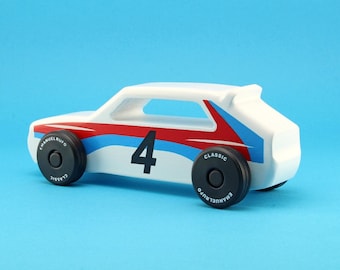 HANDMADE wooden toy car - Evoluzione Rally - Inspired by one of the best Italian rally cars of all time