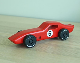 Personalized Red Wooden Toy Car, American Muscle Car, for kids, boys, CL 09, Inspired by the 1968 American Sports Car
