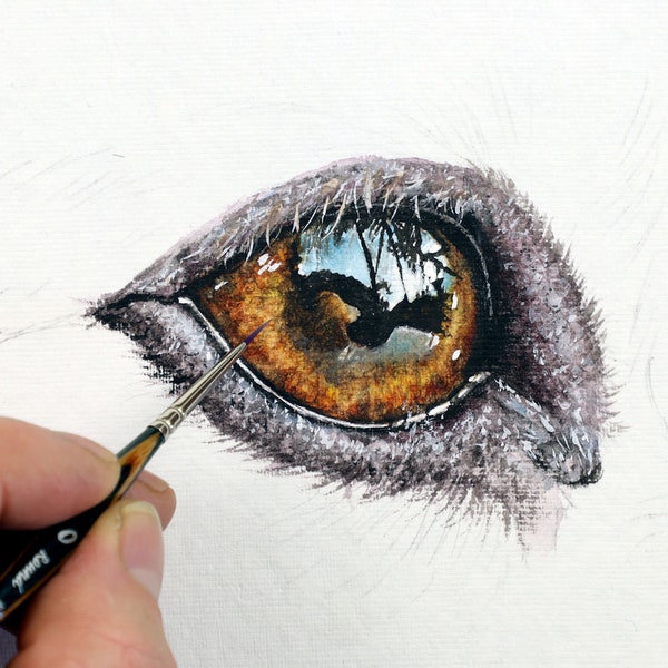 Learn to Paint Realistic Watercolour Eyes, Dog Eye Watercolor Painting PDF Lesson, Illustration Artwork