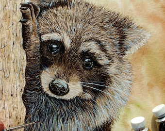Wildlife Painting Lesson, Watercolor Raccoon Tutorial, Learn to Paint Fur in Watercolour, Realistic Animal Illustrations