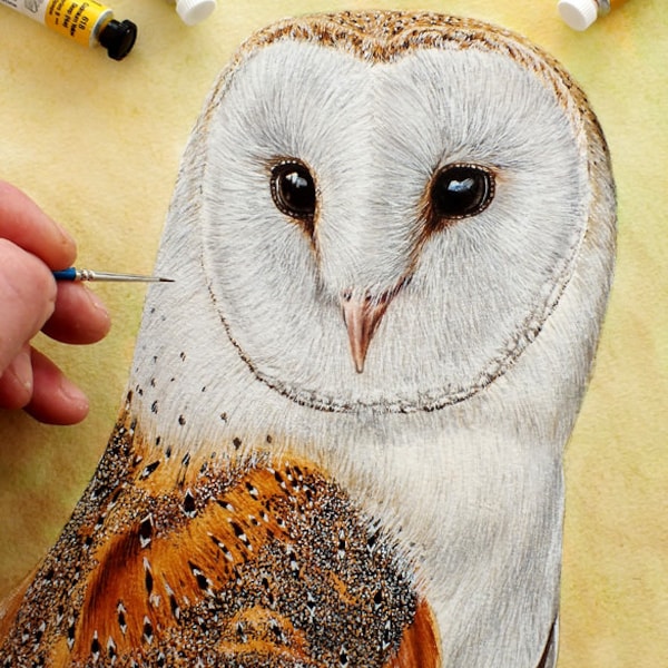 Step by Step Owl Painting, Learn to Paint Watercolor Tutorial, Watercolour PDF Lesson, Bird Painting Step by Step, How to Paint Realism