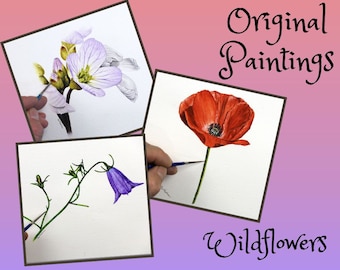 ORIGINAL Watercolour Flower Paintings, Botanical Illustrations in Watercolor, Fine Art Realistic Detail