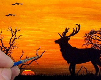 Leer aquarelsilhouetten schilderen, stapsgewijze les aquarellen schilderen bij zonsondergang
