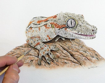Watercolor Gargoyle Gecko Painting Tutorial: Realistic Reptile Art (PDF)
