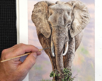 Watercolour Wildlife Painting Tutorial, Learn to Paint a Realistic Elephant Illustration in Watercolor, Step by Step Art Lesson