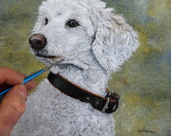 Watercolor Poodle Painting Lesson, White Curly Fur (PDF Tutorial)