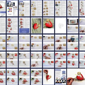 The whole PDF lesson laid out as a collage of pages.  You can see how the painting has been built up from start to finish, through the series of photos of Paul's own painting.  There is also a lot of written text too.