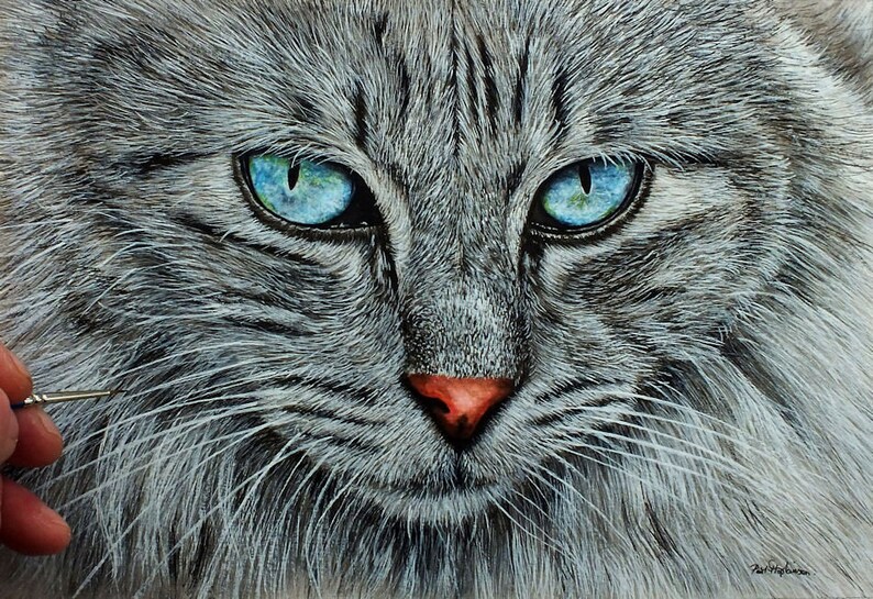 How to Paint a Cat in Watercolour Fur Painting PDF Guide Etsy