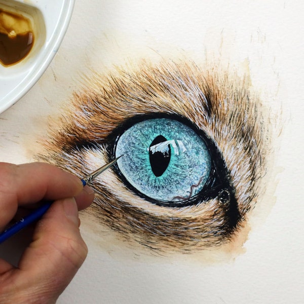 Watercolour Painting Lesson, Cat's Eye Study in Watercolor, PDF Art Lesson E-Book, Illustration Fine Art Tutorial, Art Materials, Cat Gift