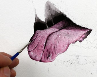 Learn Watercolor Techniques for Painting a Realistic Dog's Tongue, Watercolour Study Tutorial