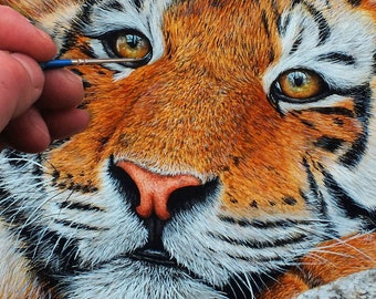 How to Paint Animals in Watercolor, How to Paint a Tiger, Watercolour PDF Art Tutorial, Realism Painting Lesson, Illustration Online Art