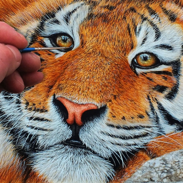 How to Paint Animals in Watercolor, How to Paint a Tiger, Watercolour PDF Art Tutorial, Realism Painting Lesson, Illustration Online Art