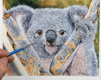 Original Watercolour Koala Painting, Realistic Fine Art Illustration, Watercolor Wildlife Artwork