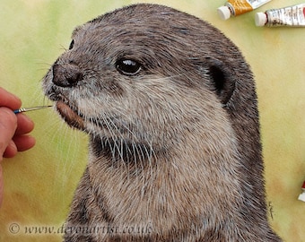 Learn to Paint Realistic Animals, Watercolor Painting Tutorial, PDF Art Lesson, Otter Watercolour Lesson, How to Paint Online Guide