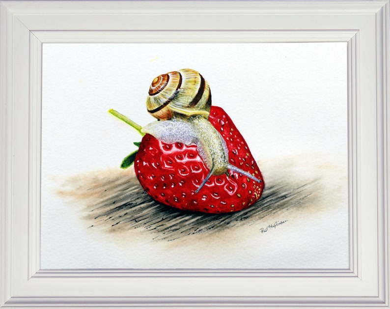 The finished painting in a white frame.