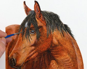 Comment peindre un cheval à l'aquarelle, Apprendre à peindre des animaux à l'aquarelle, Tutoriel PDF détaillé, Cours d'artiste animalier, Cadeau d'artiste