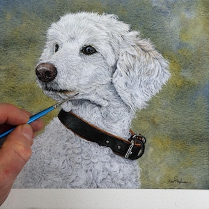 ORIGINAL Watercolour Miniature Poodle Painting, Fine-Art Dog Portrait in Watercolor
