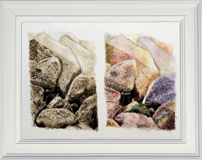 Realistic Watercolor Course, Learn to Paint Rocks that Look Real, Stone and Pebble Illustration Tutorials image 9