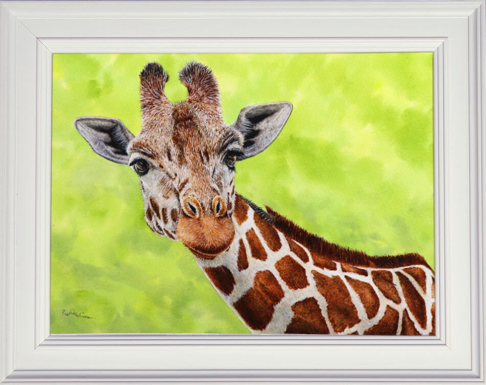 水彩でリアルなキリンを描く方法、動物の水彩イラストアート