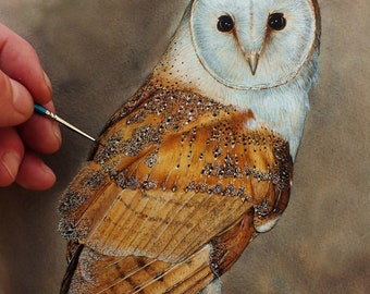 Learn How to Paint, PDF Watercolour Owl Tutorial, Bird of Prey Watercolor Lesson, Realistic Art Illustration, Artist Gift, Barn Owl Painting