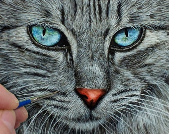 How to Paint a Cat in Watercolour, Fur Painting PDF Guide,  Realistic Watercolor Tutorial, Illustration Art Lesson, Artist Hobby Kit