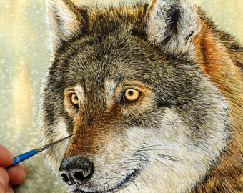 Learn how to Paint a Wolf in Watercolour with a Step by Step PDF Painting Tutorial, Realistic Fine Art, Fur in Watercolor