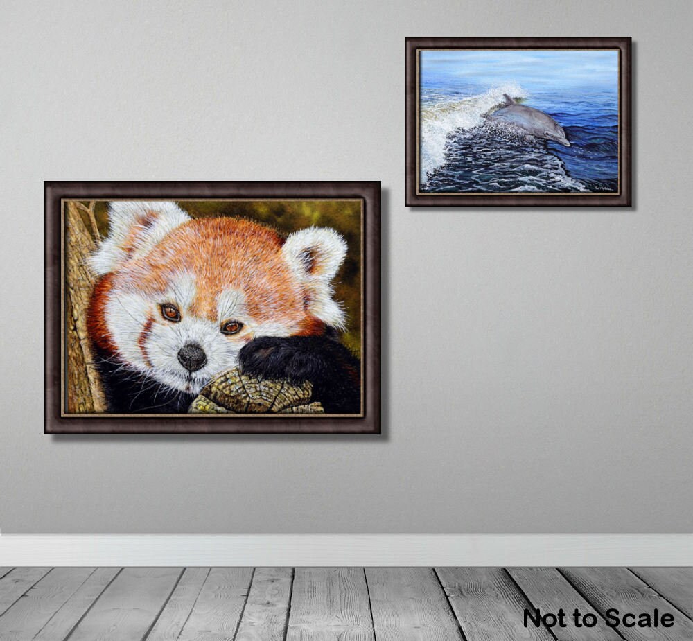 オリジナルのレッサーパンダの水彩画、動物の水彩画、野生動物のアート