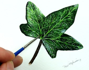 How to Paint a Realistic Ivy Leaf in Watercolour, PDF Downloadable Botanical Watercolor Lesson, Leaf Illustration, Nature Painting, Art Gift