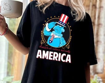 Salute All Nations America - Muppets 4th July Firework Celebration T-Shirt - Patriotic Sam Eagle Disney Parks, Disney World, Disneyland Tee
