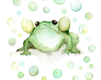 Burbuja de sapo formato acuarela original 24x32cm