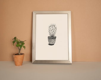 Cactus size A4 ink drawing