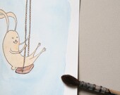Rabbit swing original illustration.