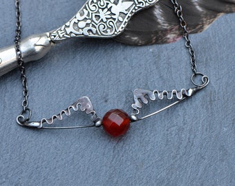 Birthday gift for teen witches necklace Tiffany necklace jewelry dragon wings July birthstone gift carnelian gemstone