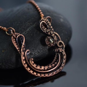 Horseshoe necklace wire wrapped necklace citrine good luck jewelry copper wire jewelry horse lover gift horse rider talisman equestrian