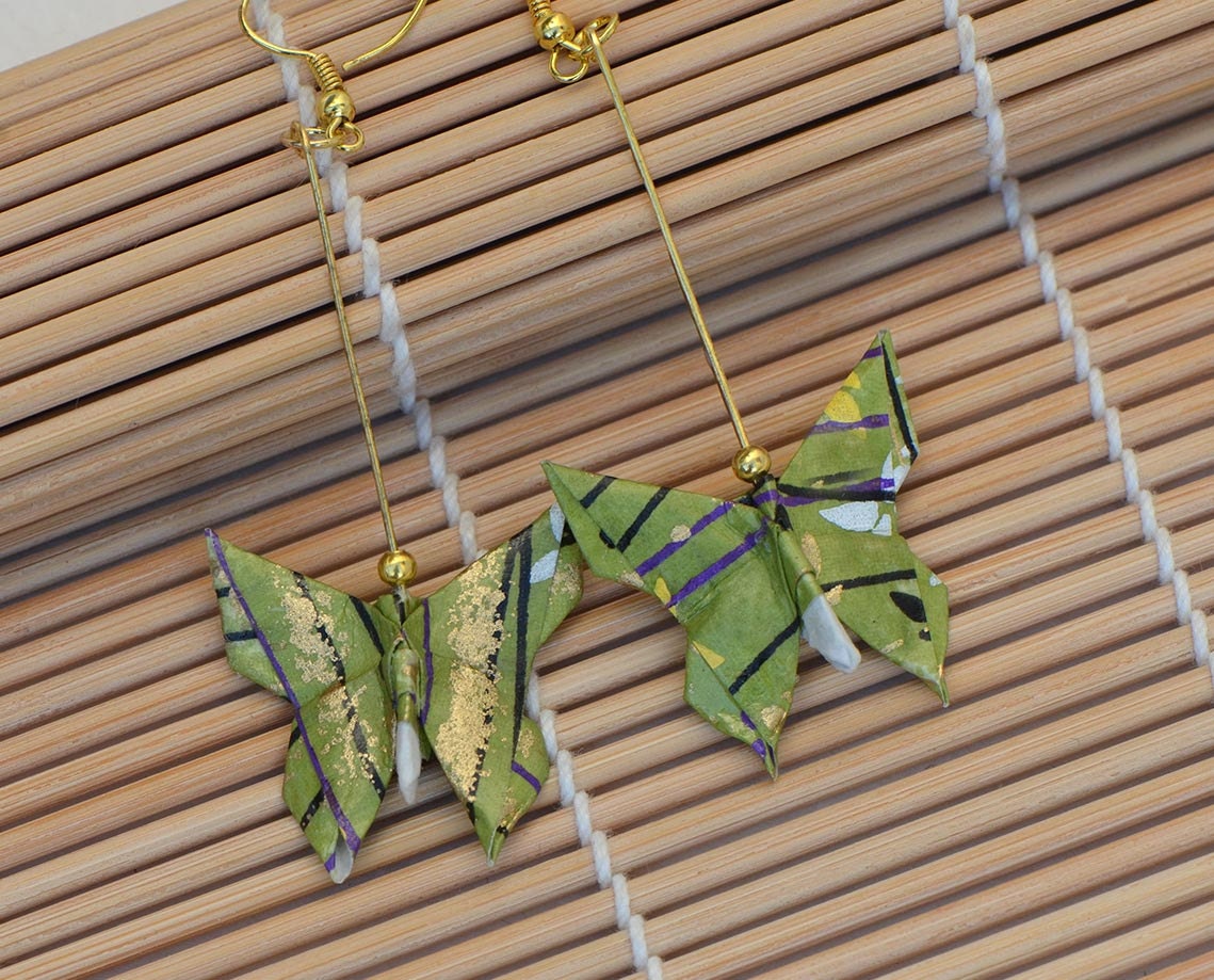 Paper Butterfly Earrings Japanese Jewelry Washi Paper Jewelry Etsy