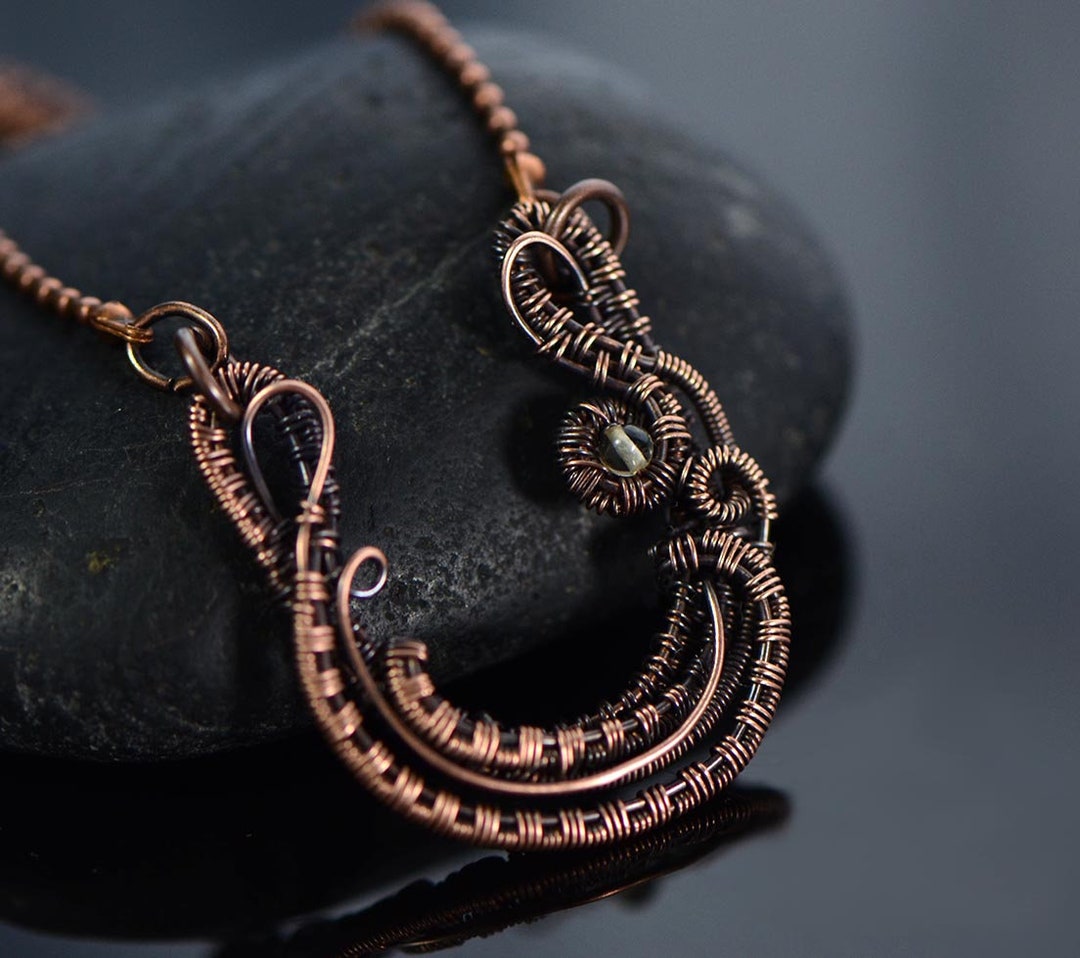 Horseshoe Necklace Wire Wrapped Necklace Citrine Good Luck Jewelry